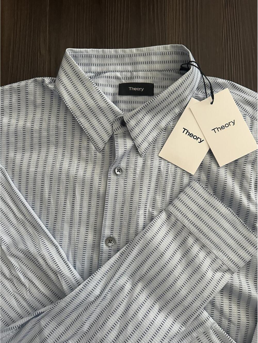Theory nwt striped white button up shirt XL